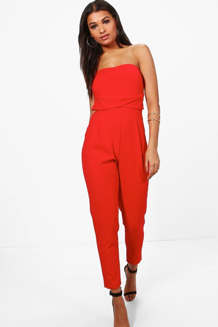 Boohoo Bandeau Tailored Woven Slim Fit Jumpsuit | Amal Clooney Red ...