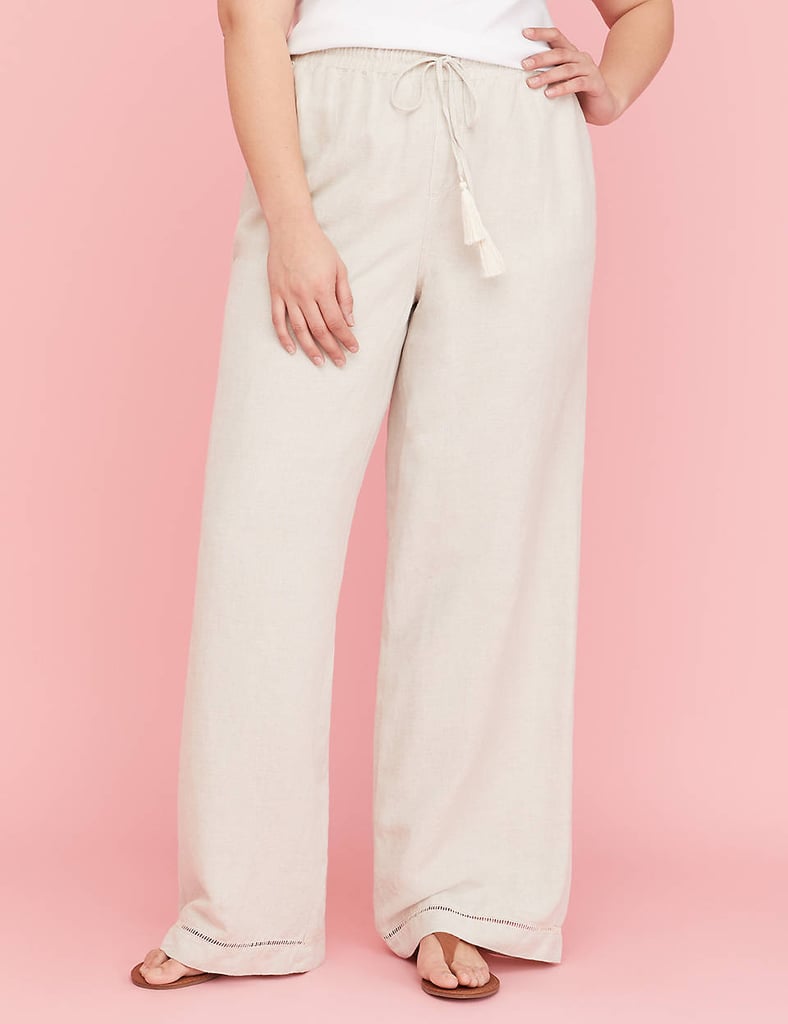 lane bryant white linen pants