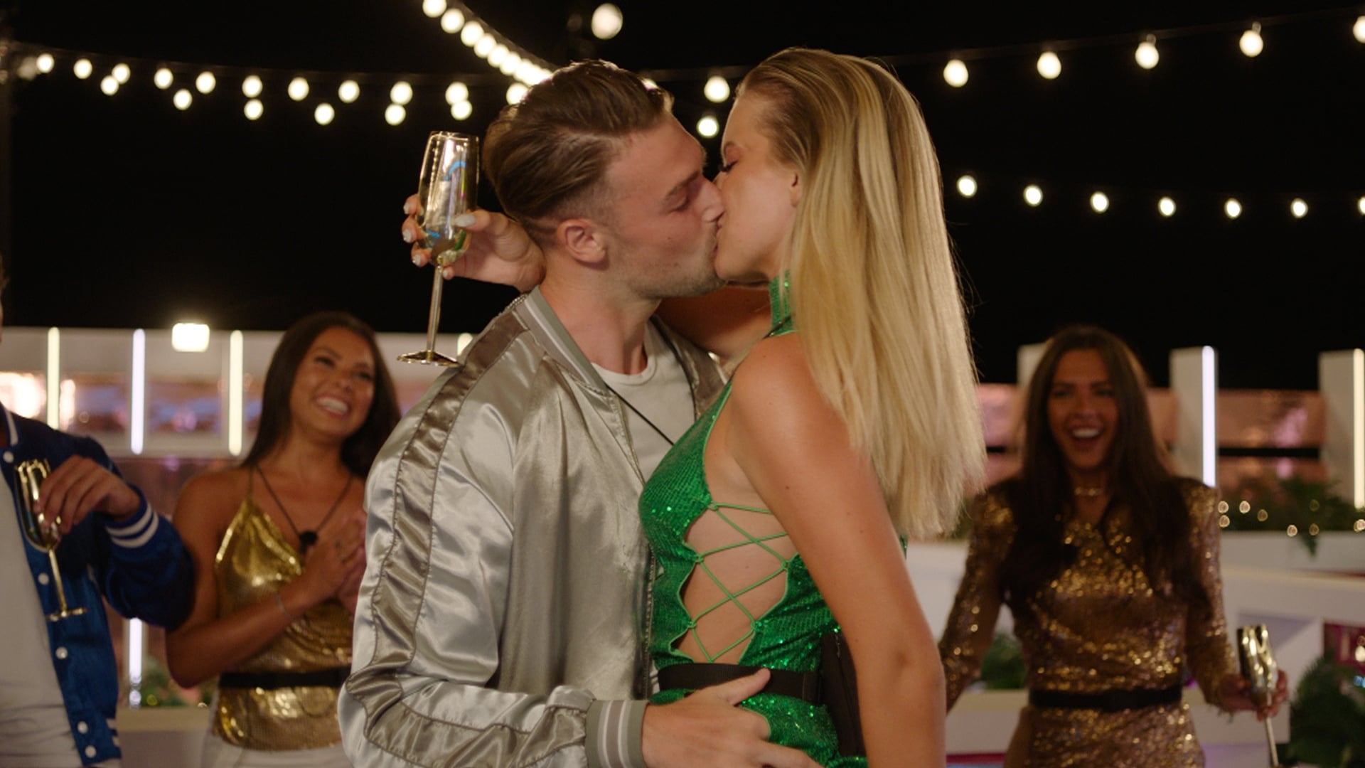 From Lifted EntertainmentLove Island: SR8: Ep9 on ITV2 and ITV HubPictured: Andrew and Tasha kiss at the party.This photograph is (C) ITV Plc and can only be reproduced for editorial purposes directly in connection with the programme or event mentioned above, or ITV plc. Once made available by ITV plc Picture Desk, this photograph can be reproduced once only up until the transmission [TX] date and no reproduction fee will be charged. Any subsequent usage may incur a fee. This photograph must not be manipulated [excluding basic cropping] in a manner which alters the visual appearance of the person photographed deemed detrimental or inappropriate by ITV plc Picture Desk.  This photograph must not be syndicated to any other company, publication or website, or permanently archived, without the express written permission of ITV Picture Desk. Full Terms and conditions are available on the website www.itv.com/presscentre/itvpictures/termsFor further information please contact:james.hilder@itv.com