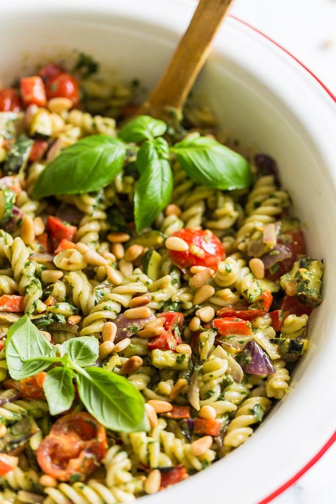 Grilled Summer Veggie Pesto Pasta