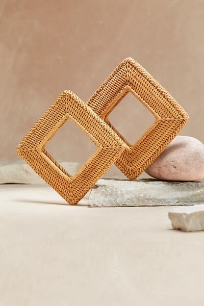 Cult Gaia Rattan Square Bangle