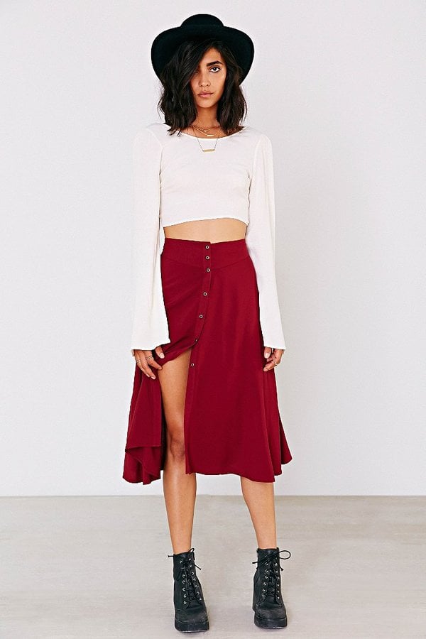 Button front skirt red sales
