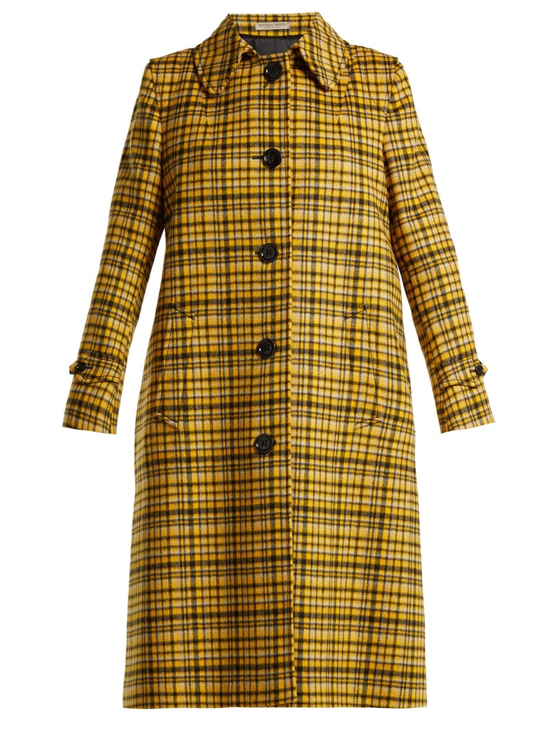 Bottega Veneta Plaid A-Line Wool Coat