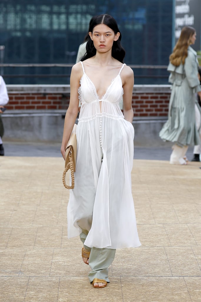 A White Dress Over Pants on the Jonathan Simkhai Runway During New York Fashion Week