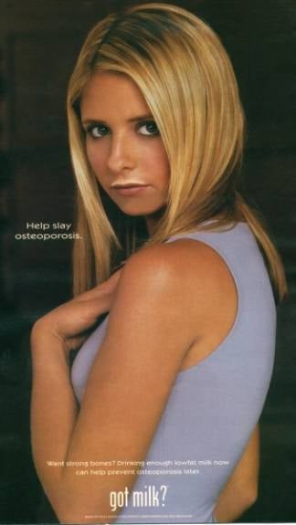 In a very Buffy fashion, Sarah Michelle Gellar's ad called for people to "slay" osteoporosis.