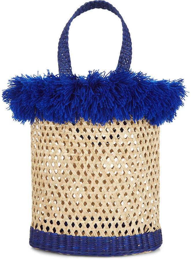 Nannacay Blue Woven Straw Nica Pipa Tote