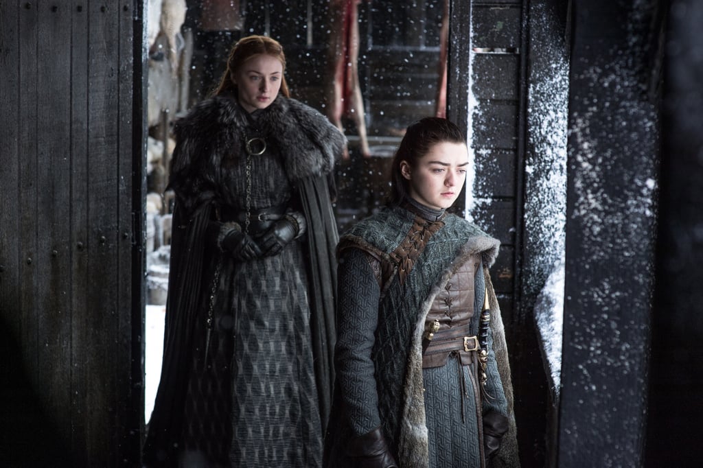 Williams on growing up while playing Arya Stark: "I was becoming a woman and then having to wear this thing that's kind of like what the queen does — I think the queen has to have a bra that pushes her tits under her armpits. And it got worse, 'cause it kept growing, and they put this little fat belly on me to make it even out. I was, like, 15: 'I just wanna be a girl and have a boyfriend!' That was when it sucked. The first time they gave me a bra in my trailer, I was like, 'Yes! I'm a woman!'"
Turner on Williams's difficulty playing Arya: "She [was] going through all these changes, and yet she has to still look like a child and cut her hair short and look completely different to how she's feeling inside. I think she really envied me because I got to wear the dresses and have nice makeup and nice hair. And I wanted the trousers and the boyish clothes!"