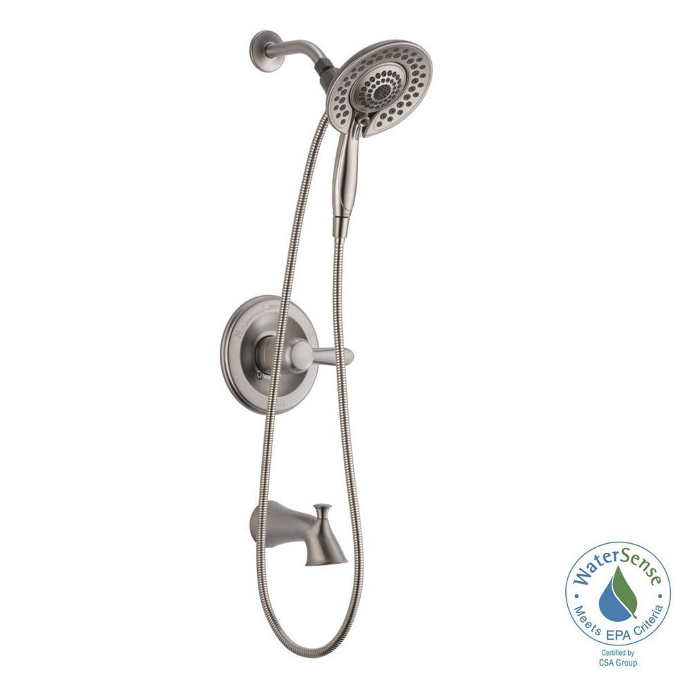 Lahara In2ition 2-in-1 Single-Handle 5-Spray Tub and Shower Faucet in Brushed
