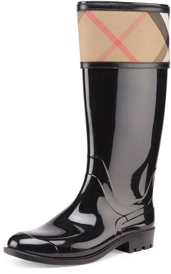 Burberry Check-Cuff Rubber Rain Boot ($325)