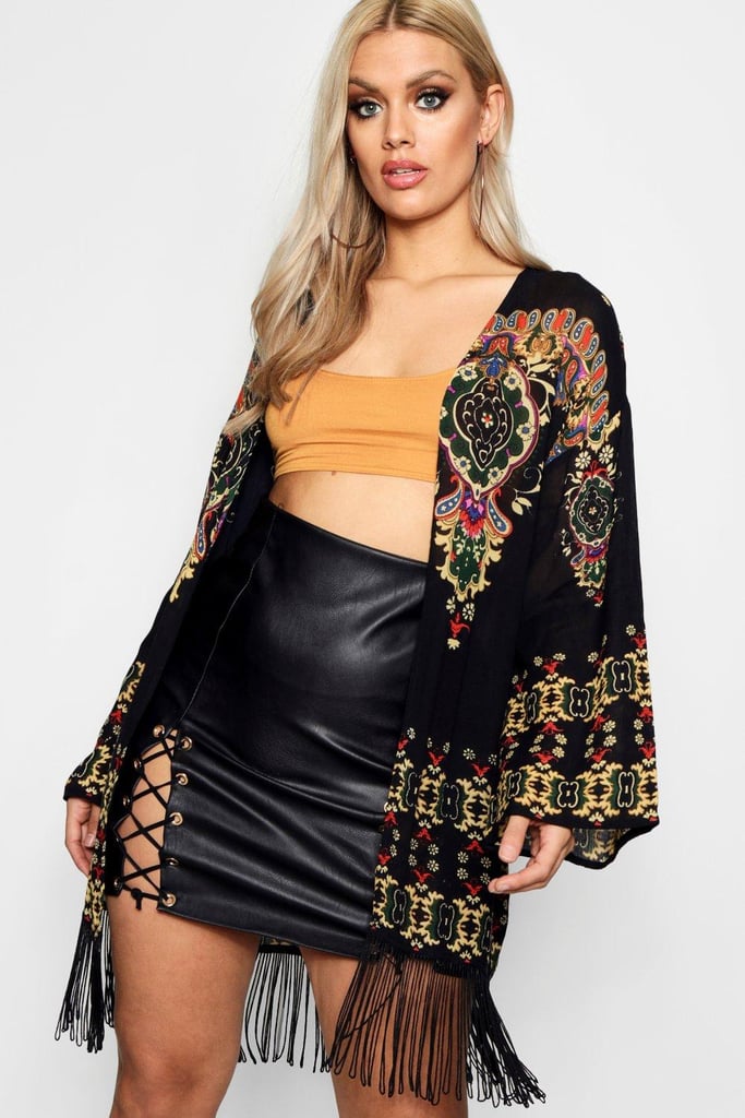 Boohoo Printed fringe Kimono