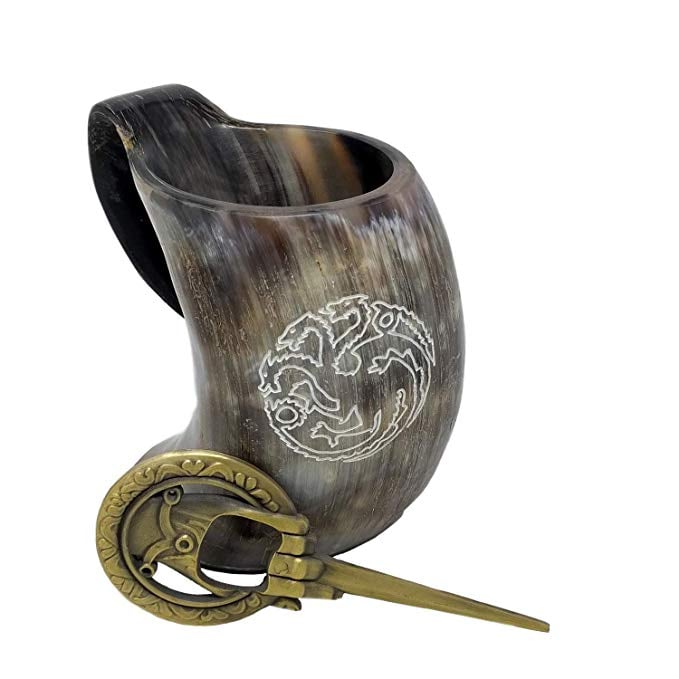 The Original House Targaryen Sigil Viking Drinking Horn Tankard With Bottle Opener
