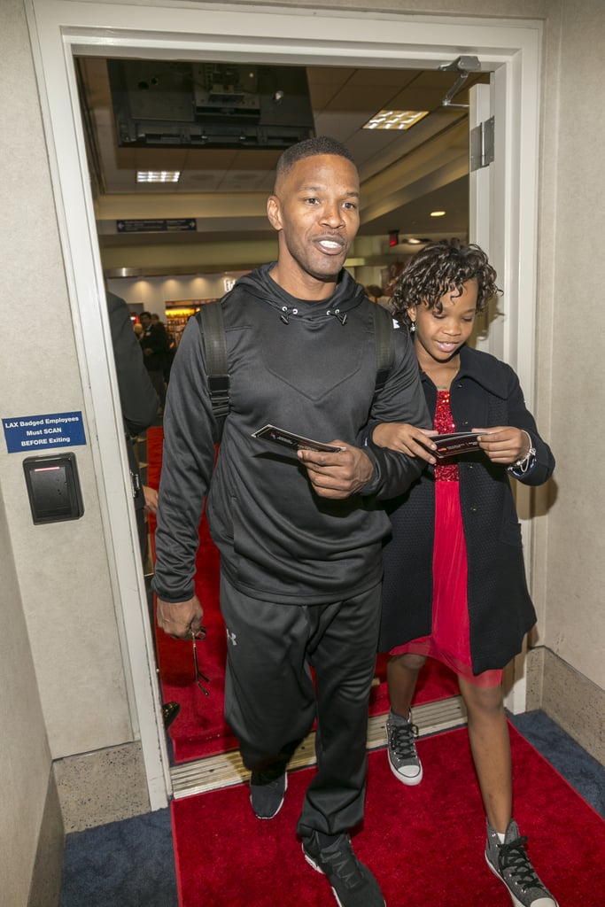 Jamie Foxx led the way for his Annie costar Quvenzhané Wallis in LA on Tuesday.