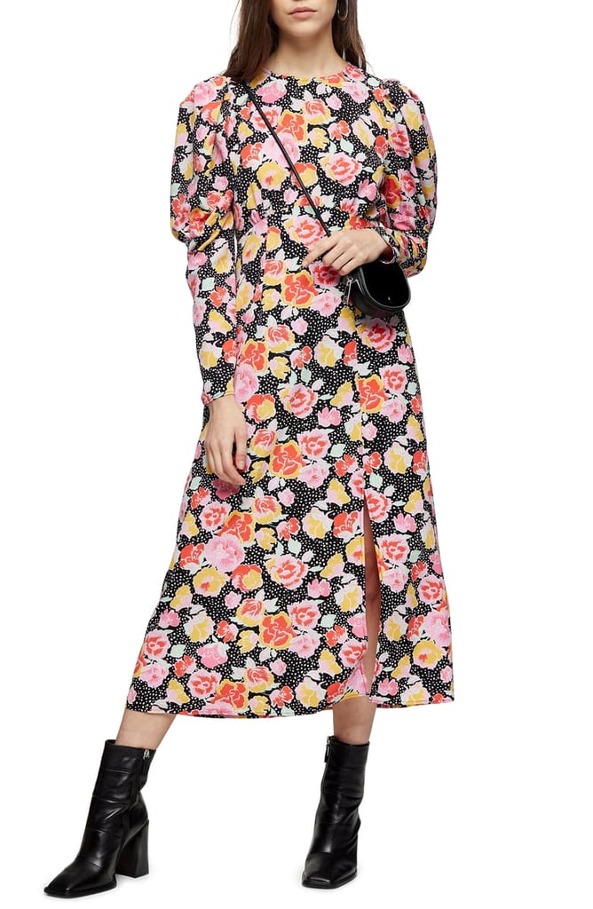 Topshop Pastel Dream Puff-Sleeve Midi Dress