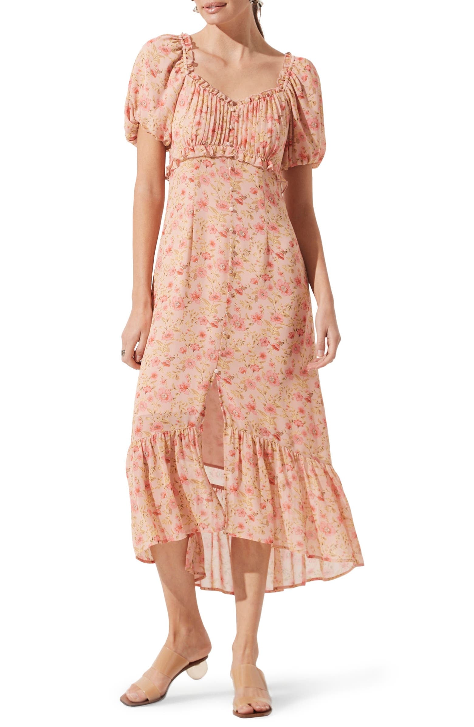 Balloon Sleeve Midi Dress 