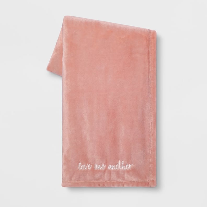 'Love One Another' Plush Throw Blanket Pink
