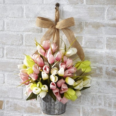 The Lakeside Collection Artificial Hanging Tulip Flowers Arrangement