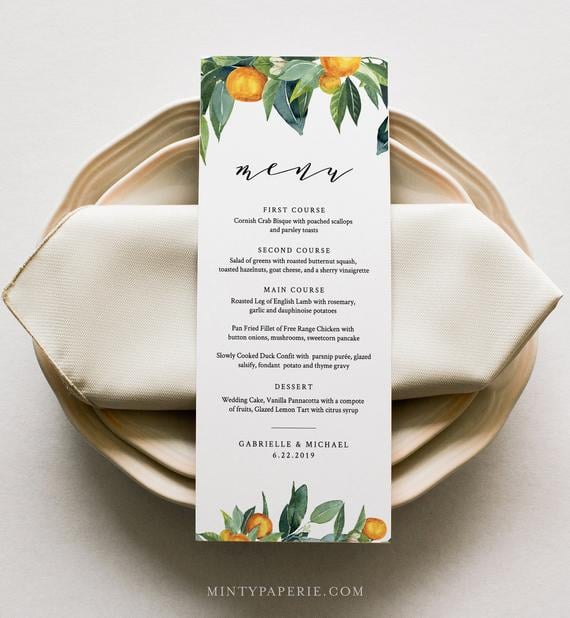 Citrus Menu Template