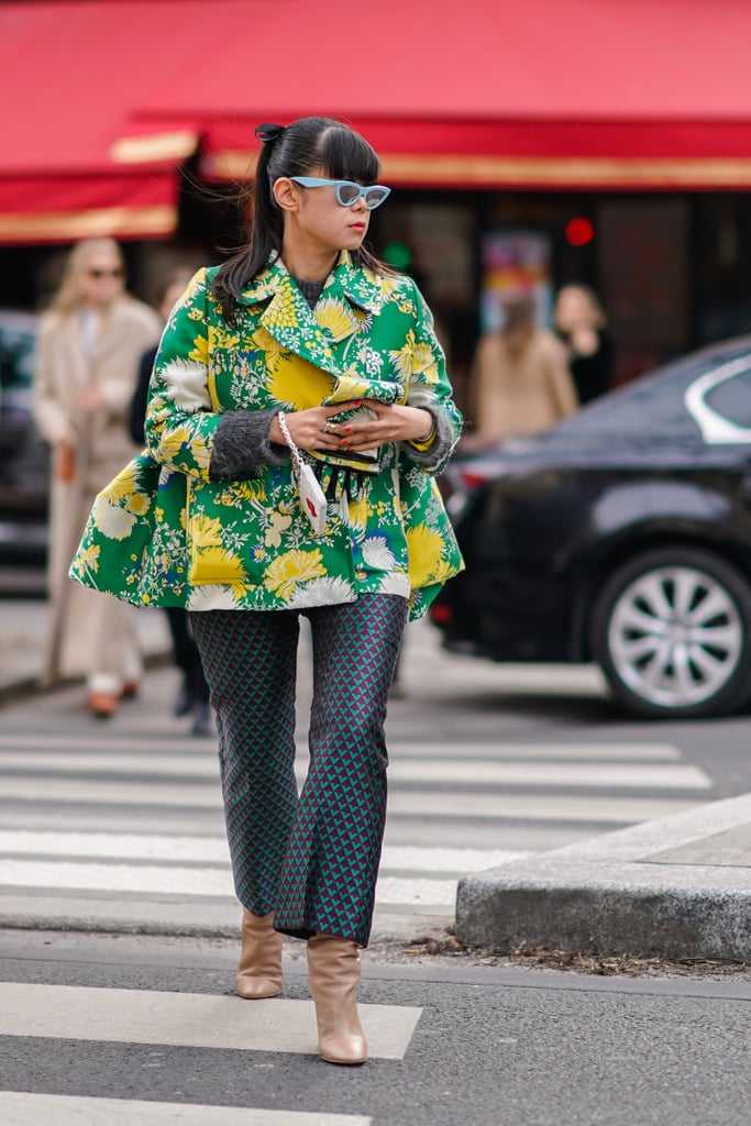 Wear a Floral Coat With Jacquard Pants