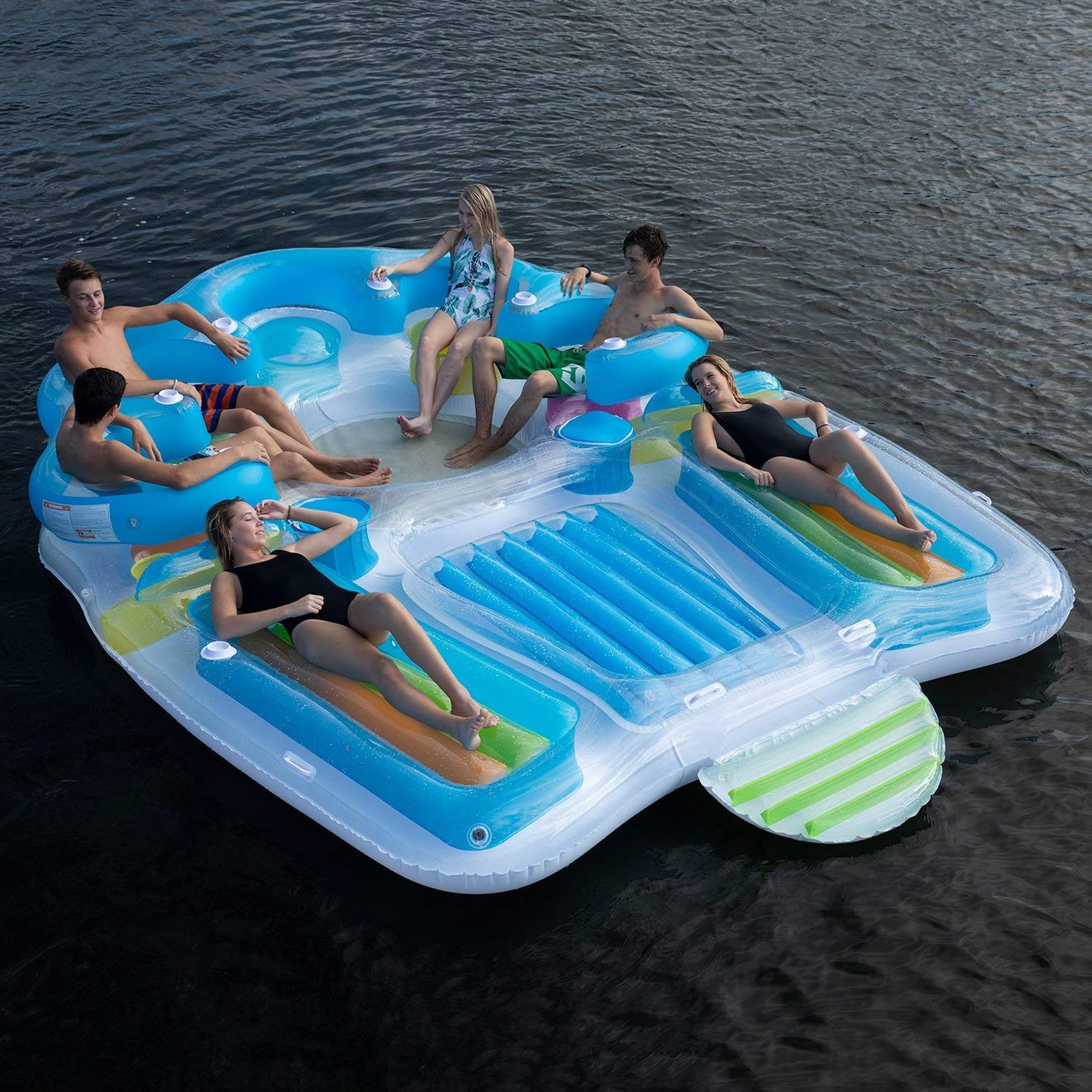 7-Person Tropical Tahiti Floating Island Pool Float | PS Smart Living