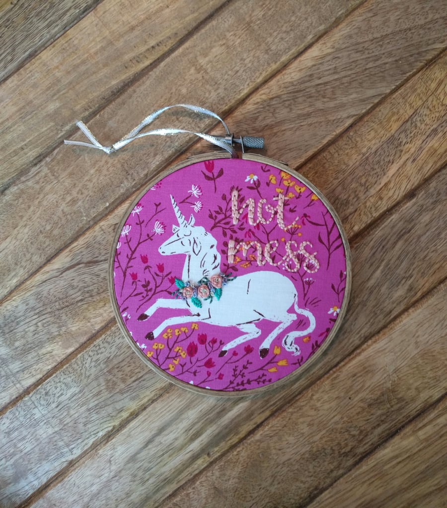 Hot Mess Unicorn Embroidery Hoop ($19)