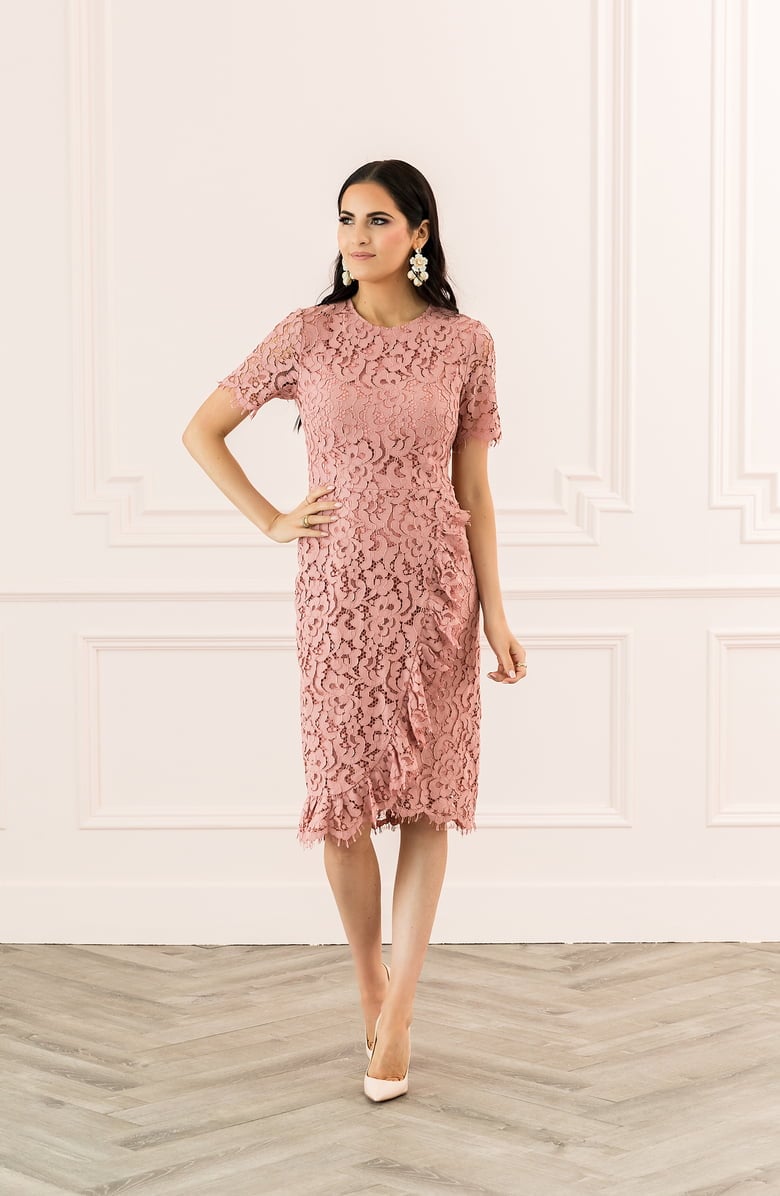 Rachel Parcell Ruffle-Front Lace Sheath Dress