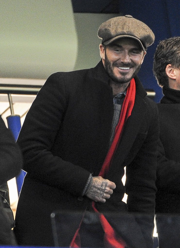 David and Brooklyn Beckham at PSG Champions League Game