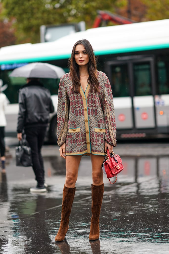 Consider wearing a more oversize cardigan as a dress for a modern take on the sweater dress.