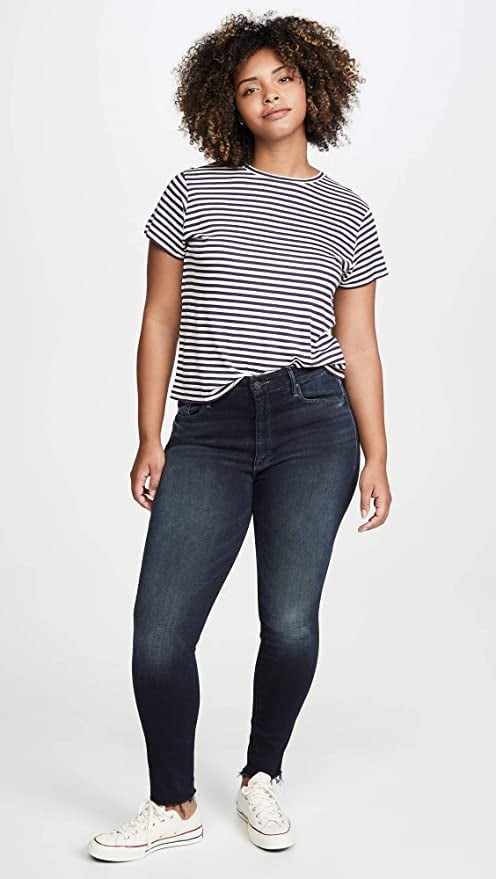 Mother High Waisted Looker Ankle Fray Jeans