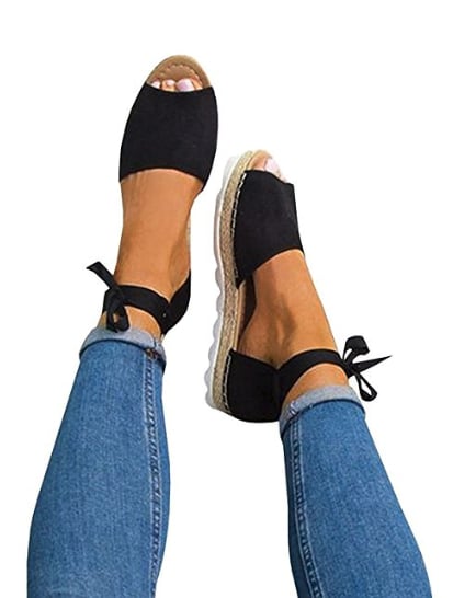 Pxmoda Women's Ankle Wrap Espadrille Flat Sandals