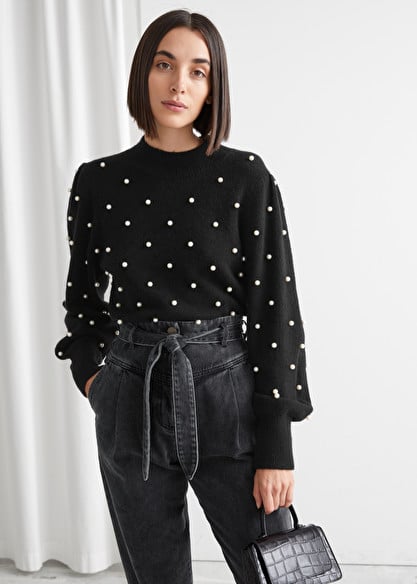 & Other Stories Pearl Dot Puff Sleeve Sweater