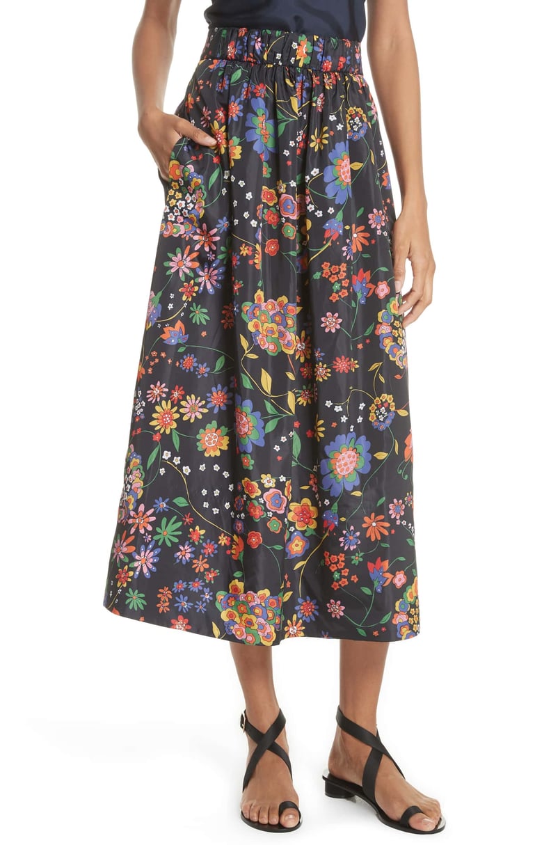 Tibi Print Tech Floral Skirt