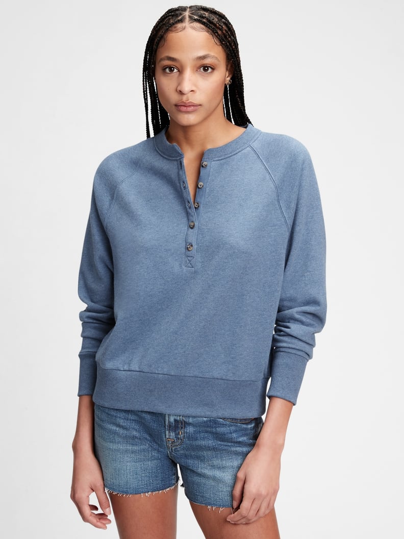 Gap French Terry Henley Raglan Sweatshirt