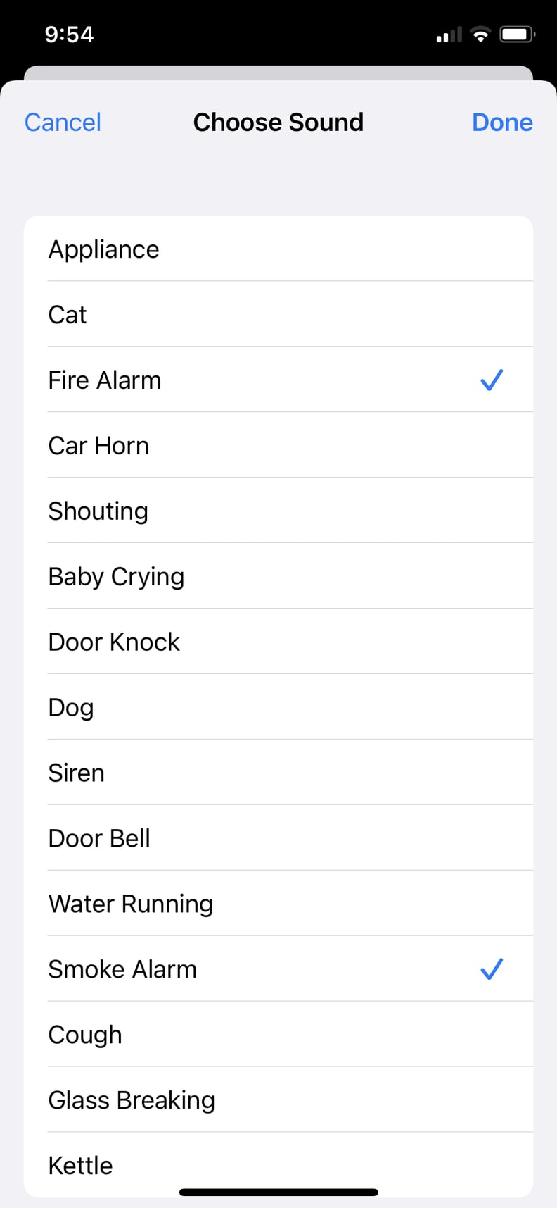 Select 1 or More Sounds For the Specific Command You Want Your Phone to Set Up
