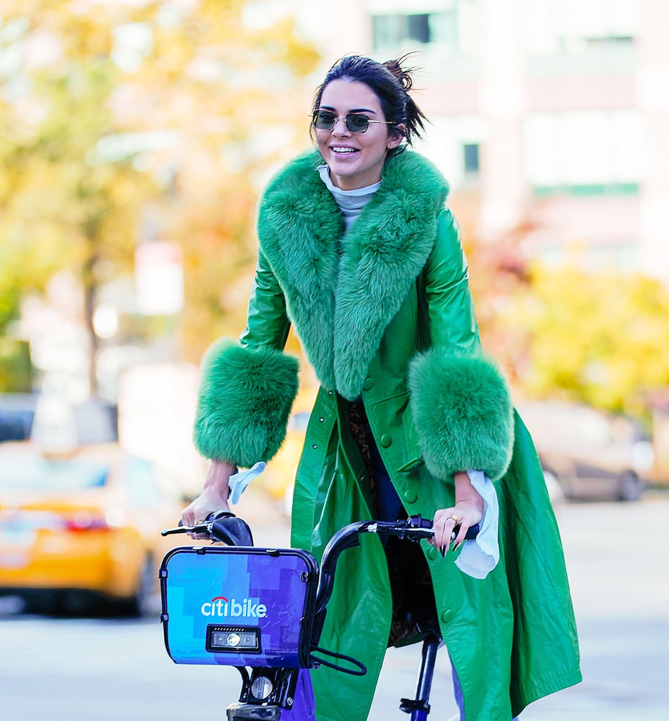 Kendall Jenner Green Coat on Her Birthday in NYC 2018