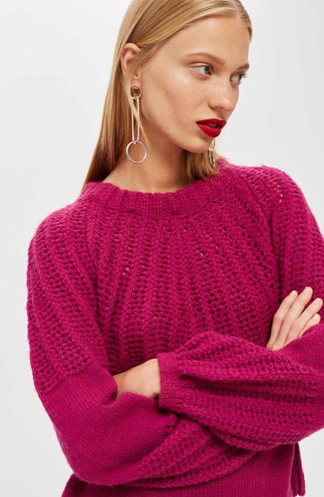 Topshop Pointelle Ball Sleeve Sweater