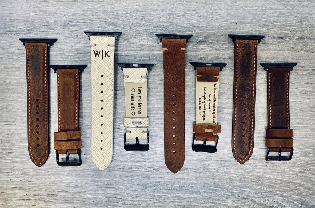 Monogrammed Vintage Leather Watch Band For Apple Watch