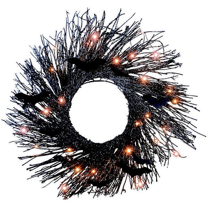 LED Halloween Wreath in Black