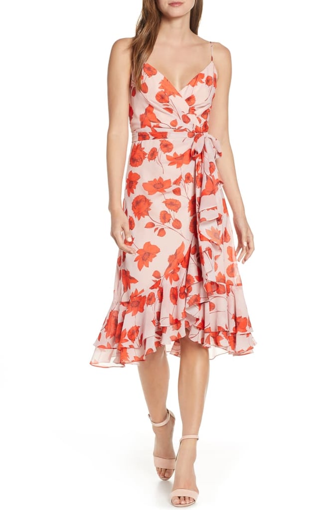 Eliza J Floral Print Faux Wrap Chiffon Dress | Summer Wedding Guest ...