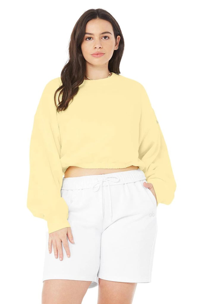 Alo Yoga Devotion Crew Neck Pullover in Buttercup