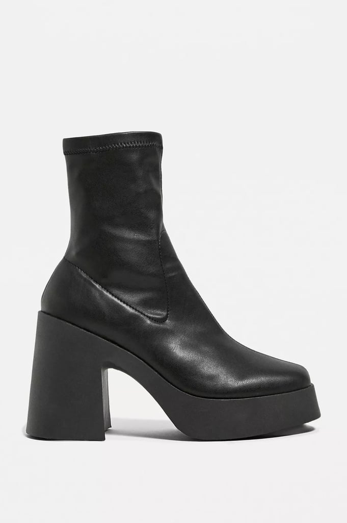 UO Brink Platform Black Sock Boots