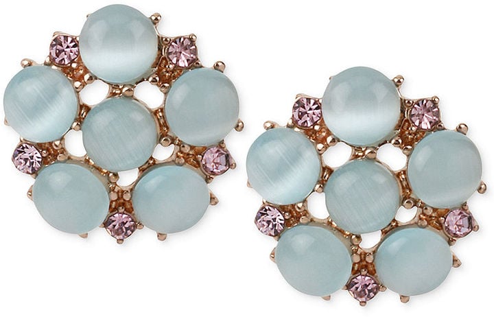 Betsey Johnson Rose Gold-Tone Bead and Crystal Accent Studs ($25)