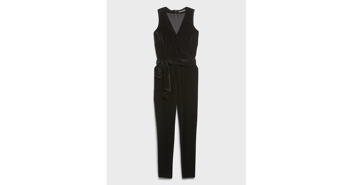Banana republic black velvet jumpsuit clearance