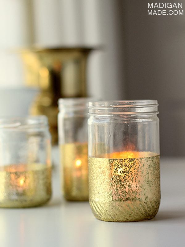 The Golden Touch: DIY Glitter Mason Jar Candles