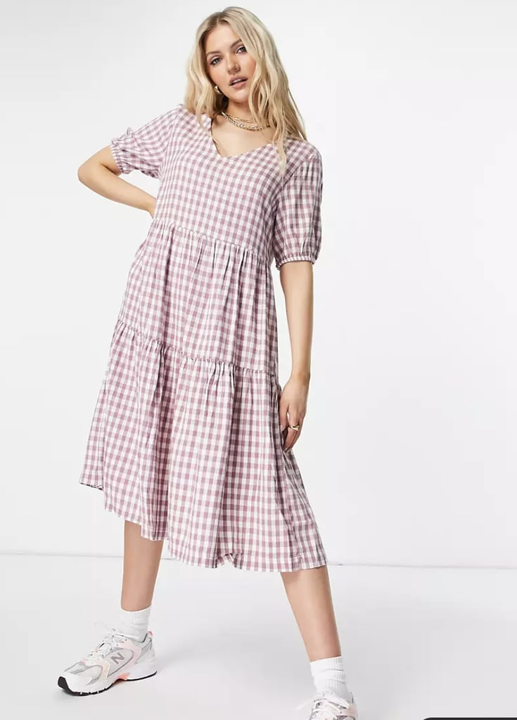 For Weekend Errands: JDY Gingham Tiered Midi Dress