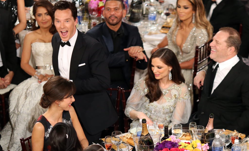 Benedict Cumberbatch couldn't contain his excitement at presenting the first award of the night with Jennifer Aniston.