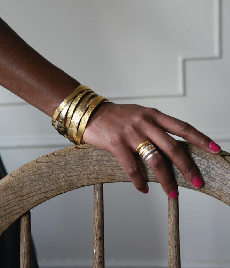 Hand-Etched Gold Plated Brass Bangle