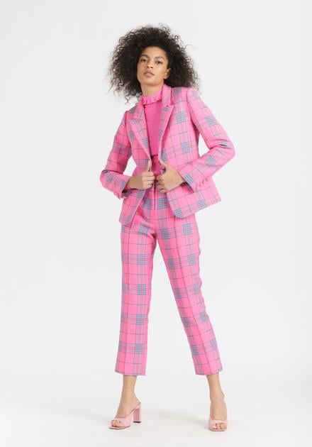 pink plaid suit women's