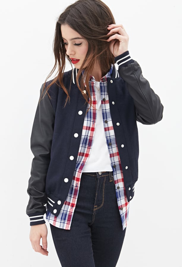 Forever 21 Faux Leather Varsity Jacket | Bomber Jackets For Fall ...