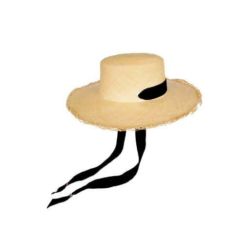 Sensi Studio Frayed Long Brim Boater Hat
