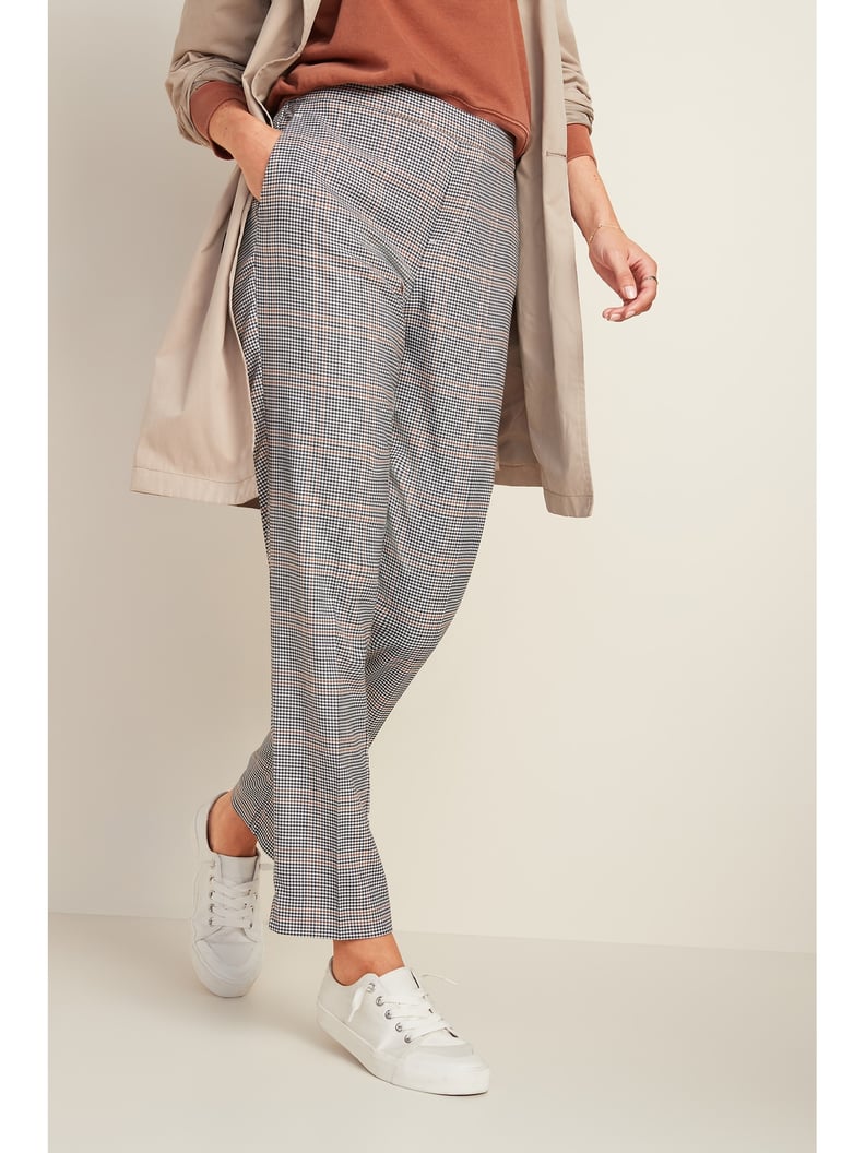 Old Navy Mid-Rise Straight Plaid Pull-On Pants